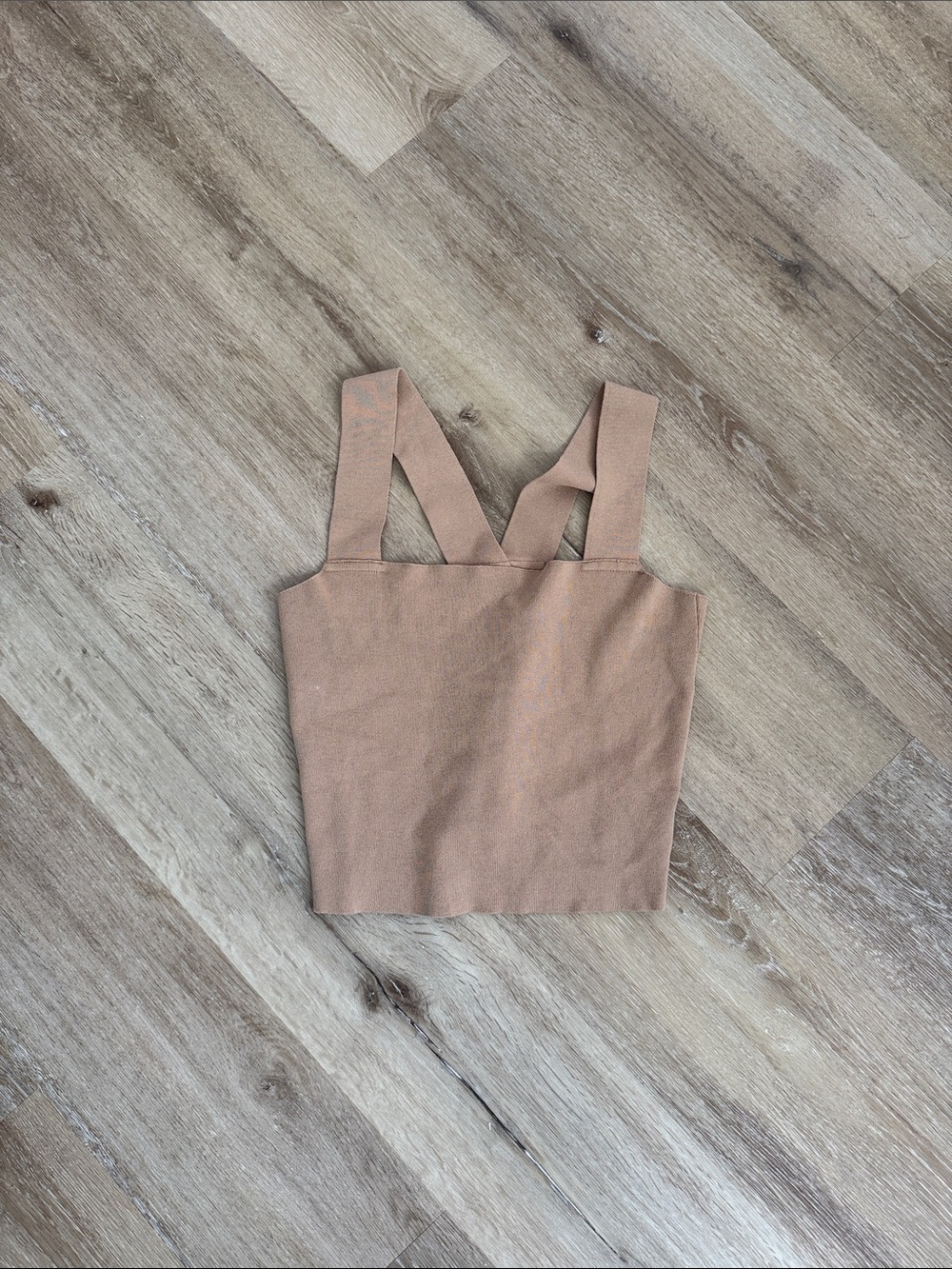 Lucy Paris Sleeveless Ribbed Crop Top in Taupe
